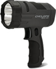 Black Cyclops flashlight with finger trigger on button