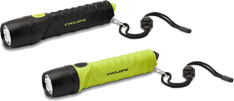 Handheld Cyclops lights in black and neon yellow